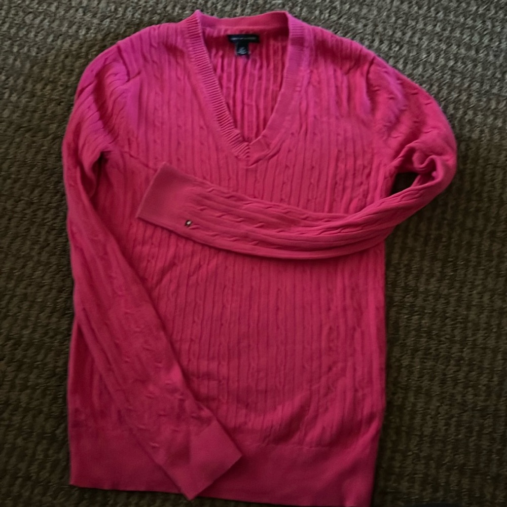 Pink Tommy Hilfiger V neck Sweater